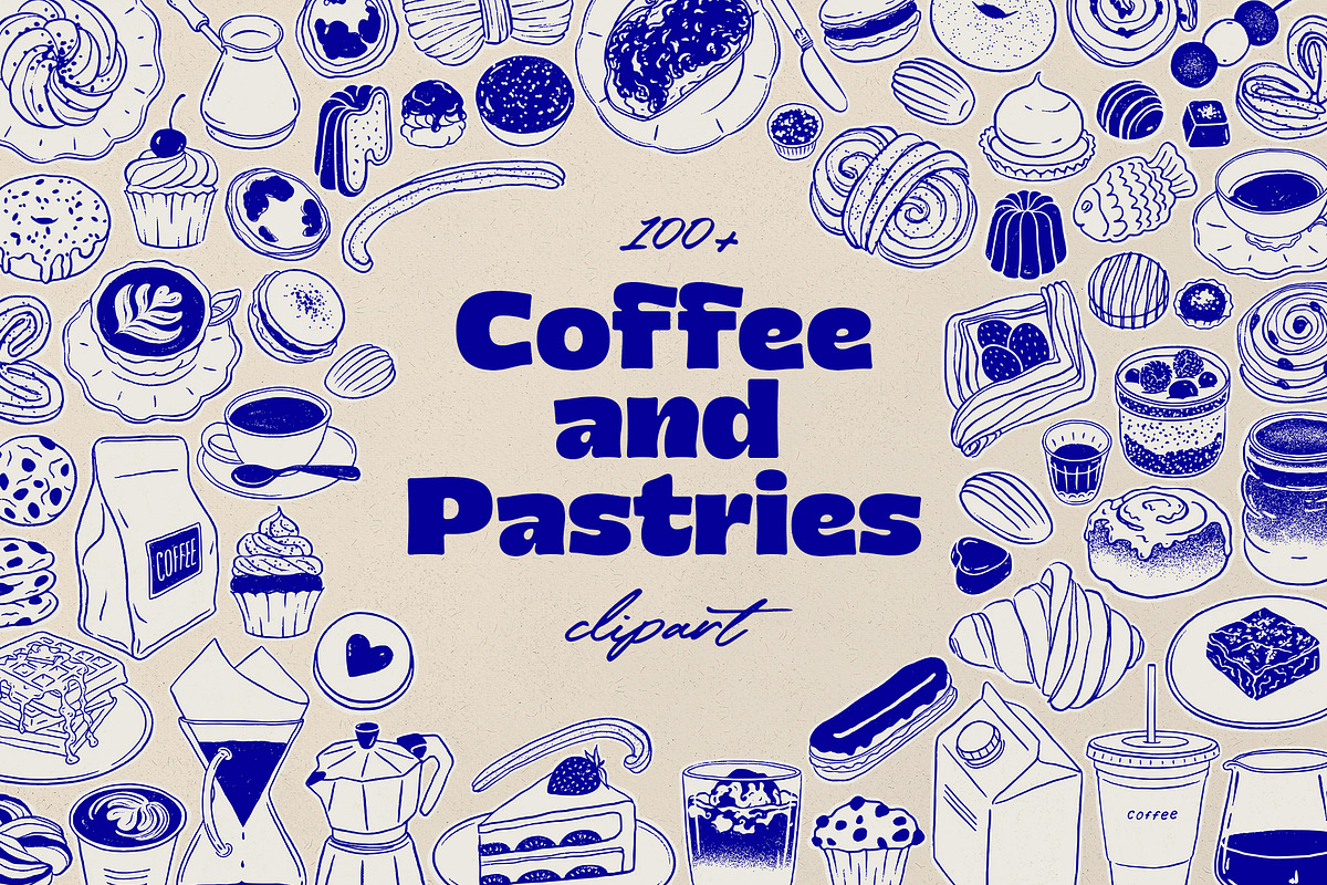 Coffee & pastries illustrations, a Food Illustration by ElenKoss (Photo 1 of 11)