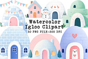 Watercolor Igloo Clipart, an Illustration by Libby Wishes (Thumbnail 1 of 7)