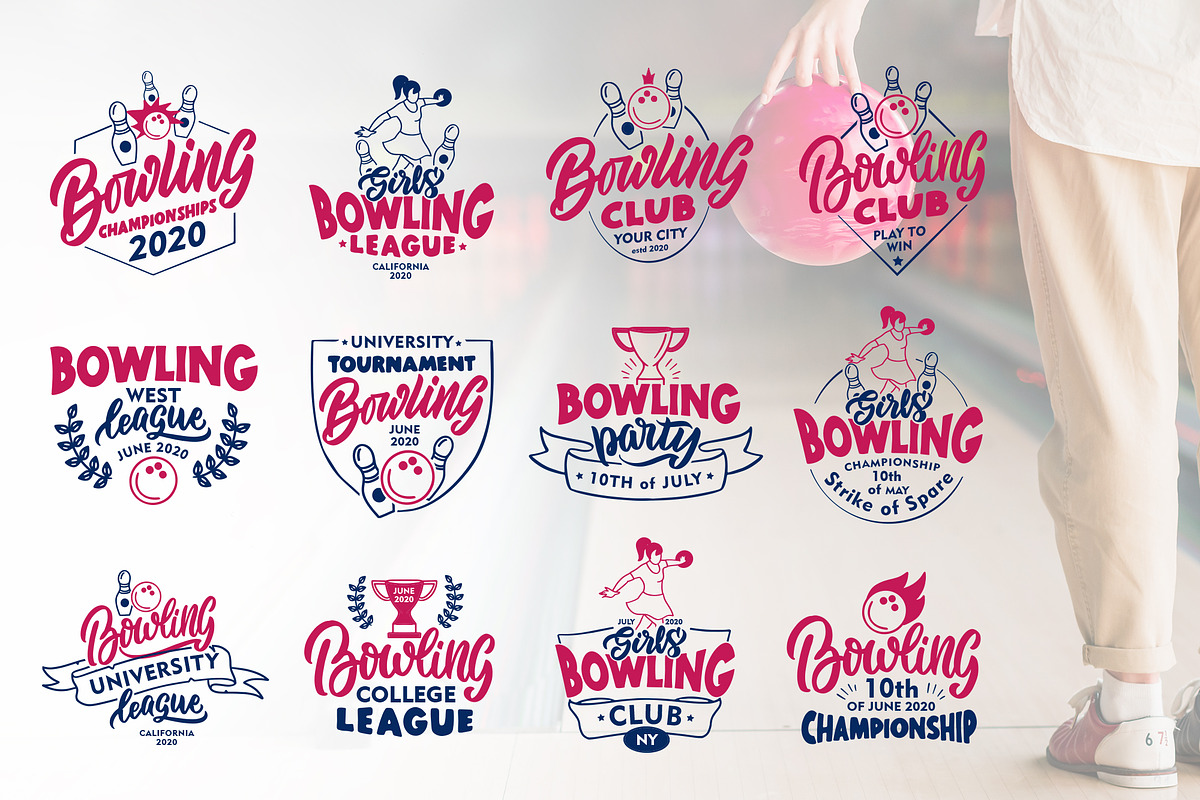 Set of logo Bowling, a Branding & Logo Template by Lettering_Logo (Photo 1 of 5)