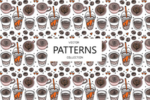 Vector Coffee Doodle Pattern