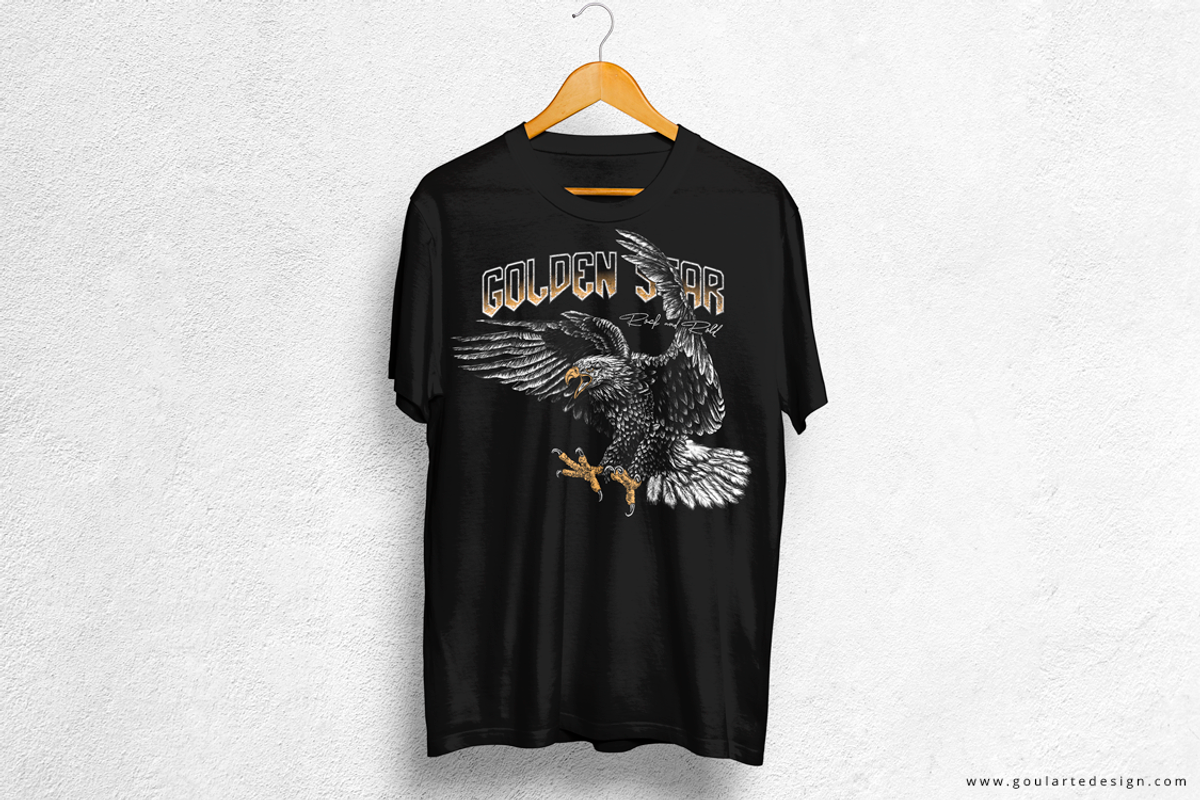 Rock and roll eagle for t-shirt, an Animal Illustration by Goularte Design (Photo 5 of 7)