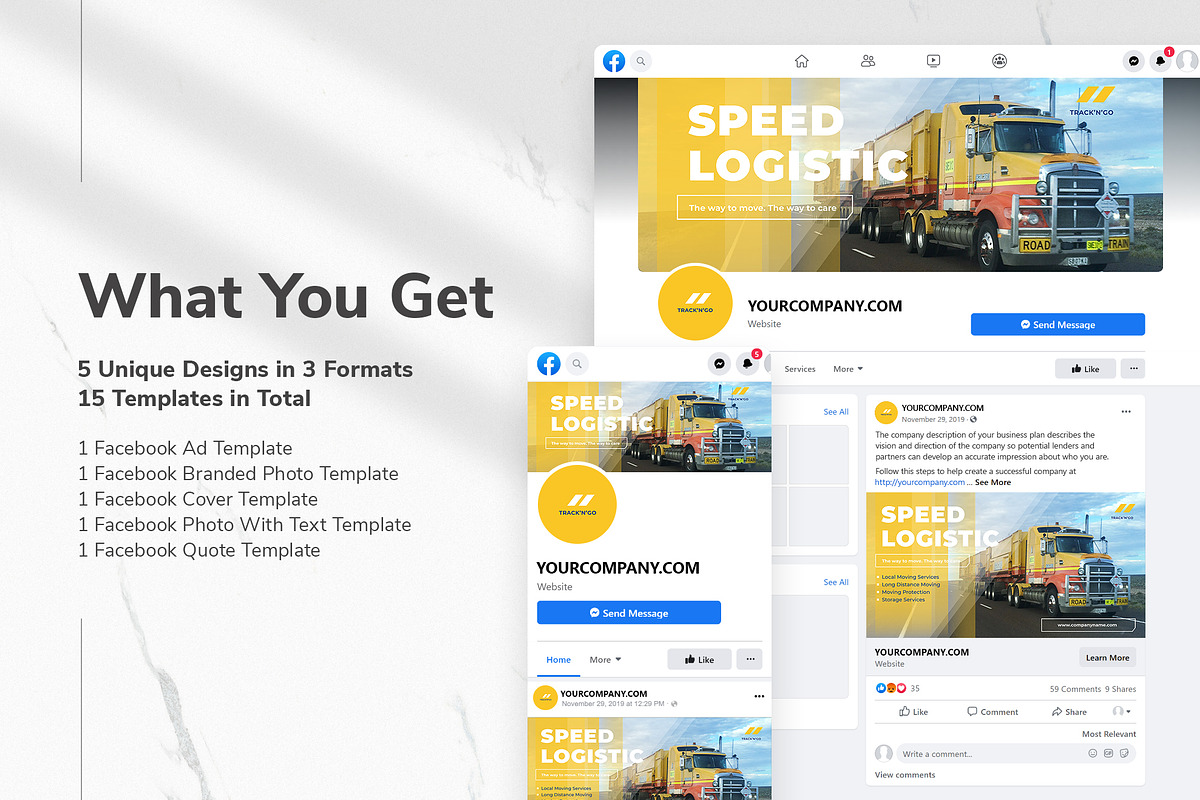 Trucking Logistics Facebook, a Social Media Template by TemplatesNow! (Photo 2 of 7)