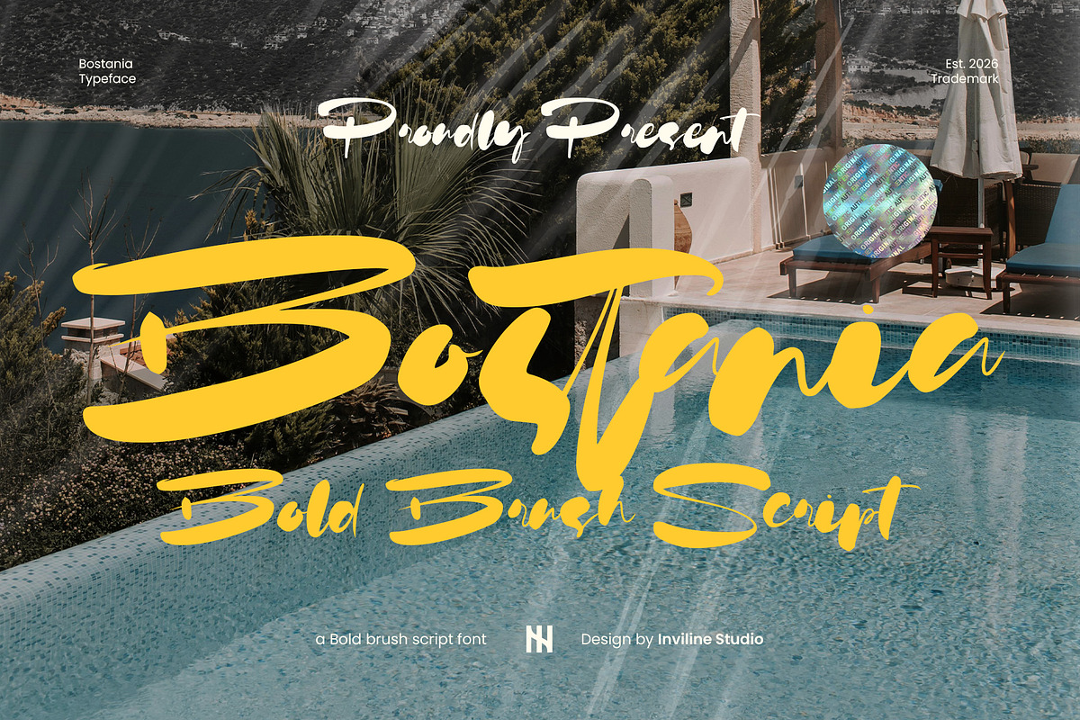 Bostania - Bold Brush Font, a Handwritten Font by Inviline.co (Photo 1 of 10)