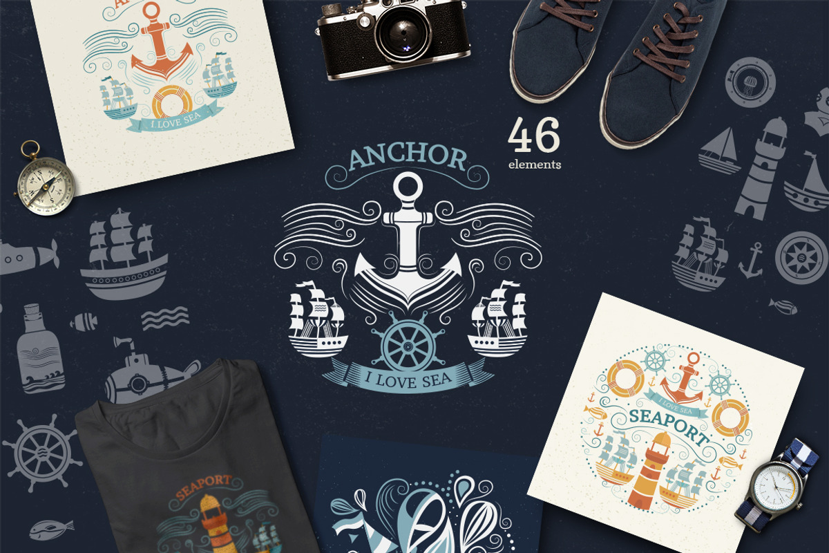 Vintage marine illustrations, a Texture Illustration by Dasha Efremova (Photo 1 of 7)
