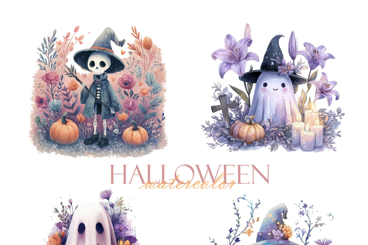 Cute & Spooky Watercolor Halloween, a Pattern Graphic by Deckar_art (Photo 5 of 5)