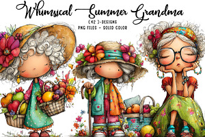 Whimsical Summer Grandma Clipart, an Illustration by CreationArt