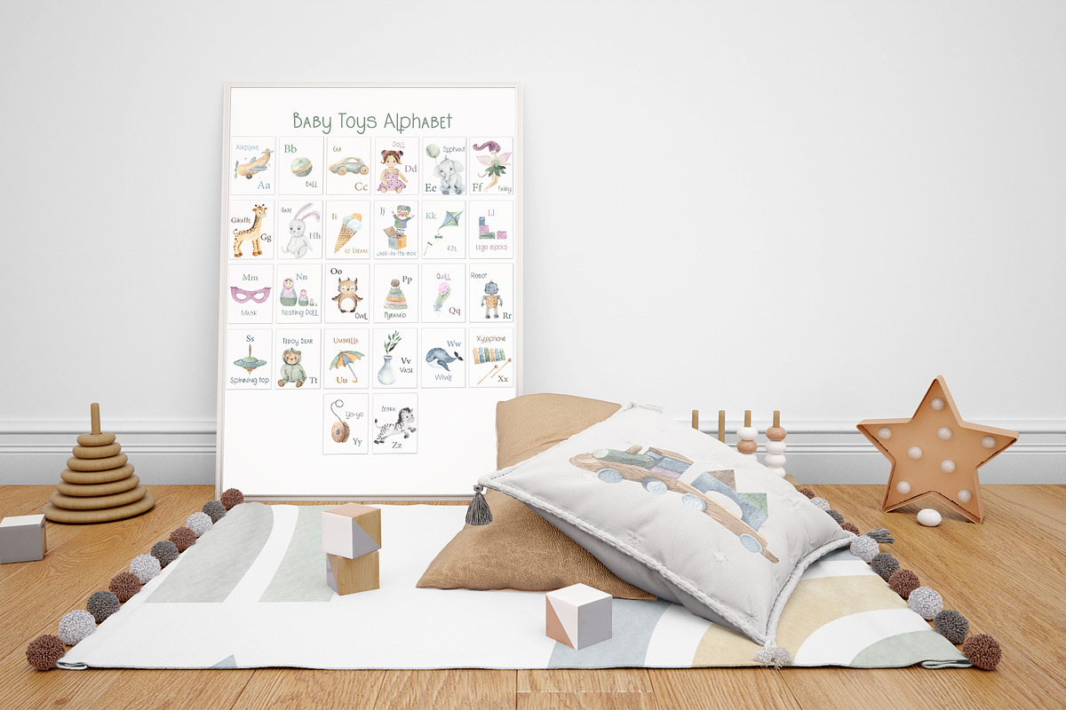 Watercolor Baby Toys & Alphabet, an Object Graphic by Ana-Sakuta (Photo 12 of 21)