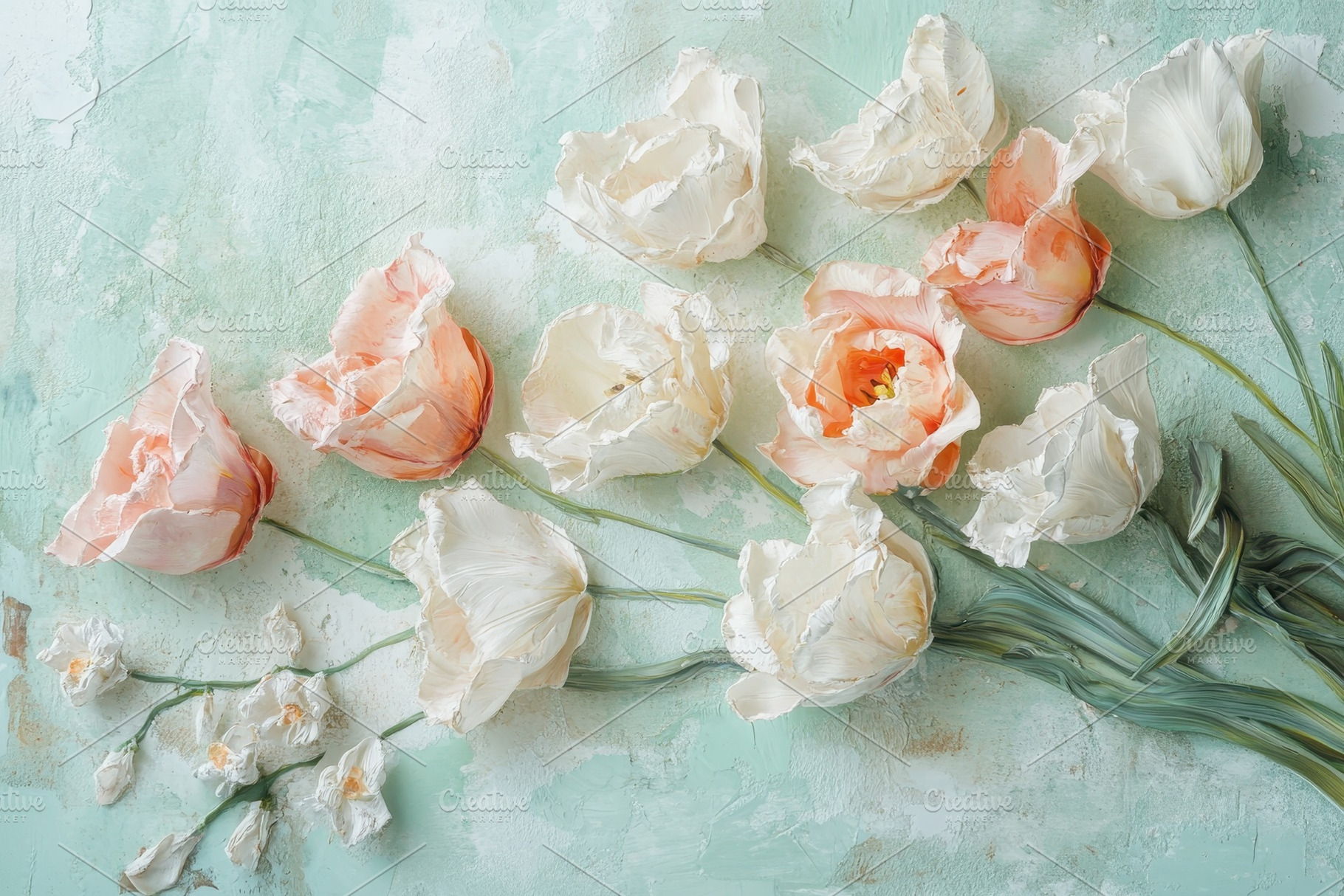 Delicate spring tulips in soft paste, a Photo by Pavel_design