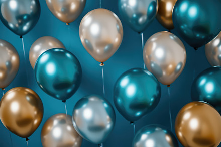 Blue, Gold, and Silver Balloons, a Background Photo by Virgo Studio