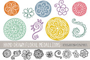Floral Medallions Clipart & Brushes, an Illustration by Colors on Paper (Thumbnail 1 of 2)