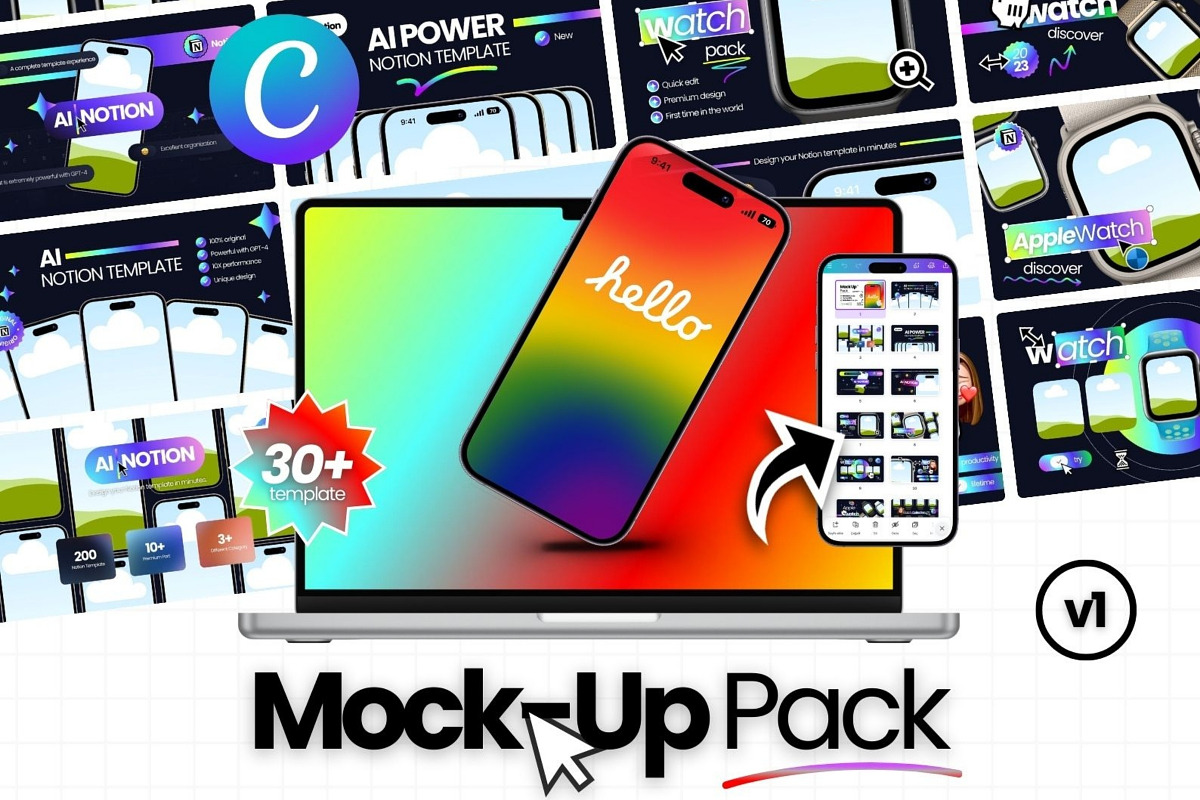 Mock-Up Pack v1 Canva Templates, a Social Media Template by Virall (Photo 1 of 10)