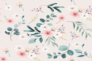 Watercolor Flowers Seamless Pattern
