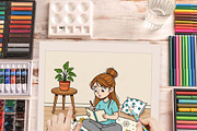 Cat Bestie Coloring Book Pages, an Illustration by one-touch (Thumbnail 11 of 15)