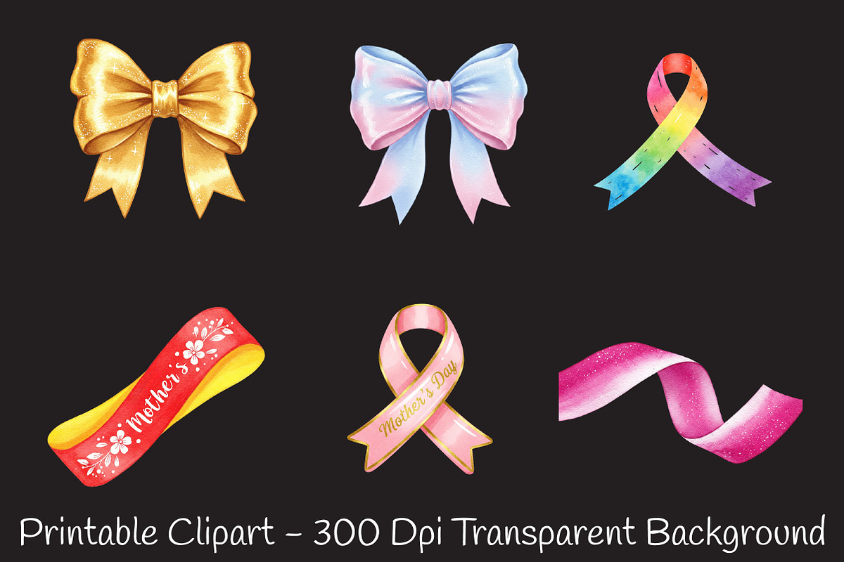 Mothers Day Ribbon Watercolor Png, an Illustration by RobertsArt (Photo 4 of 7)