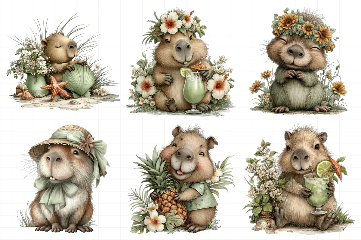 Summer Funny Capybara Clipart, an Illustration by Daily.Designs (Photo 7 of 8)