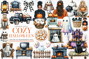 Watercolor  Cozy Halloween Clipart, an Illustration by Designworld (Thumbnail 1 of 6)