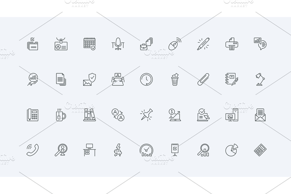 Office worker work workplace icons, a Technology Illustration by Lemberg Vector