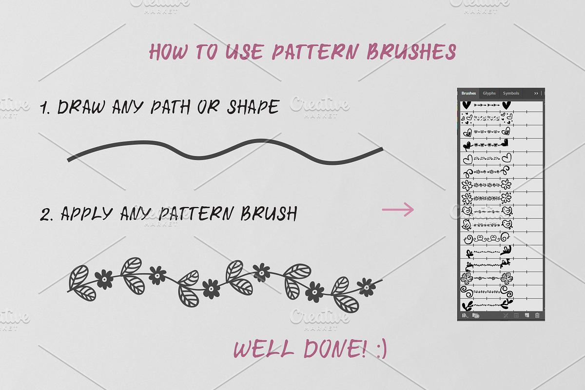 60 Hand Drawn Romantic Pattern Brush, a Brush Add-On by Mallinka (Photo 5 of 12)