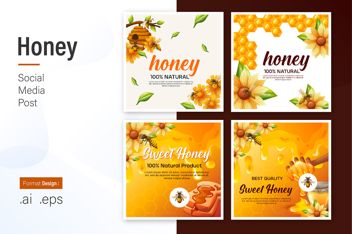 Honey Social Media Post Design, a Social Media Template by shin_std