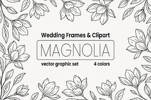 Magnolia Wedding Frames & Clipart