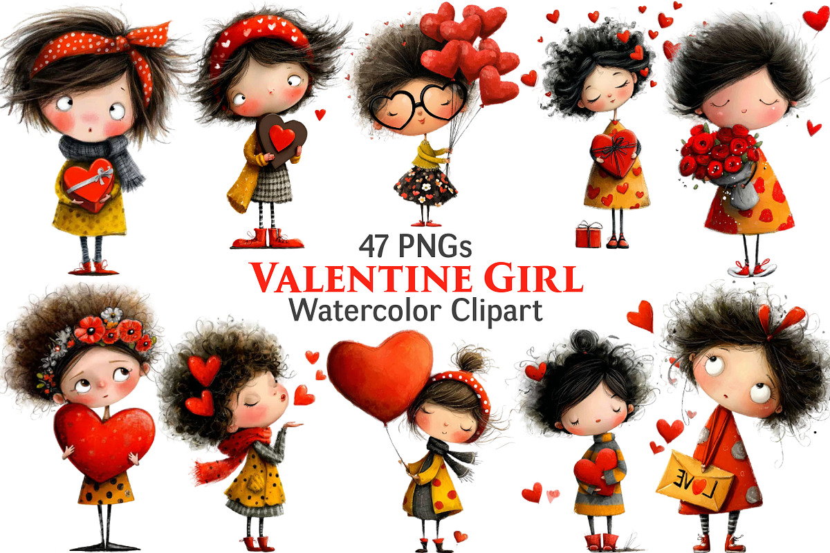 Valentine Girl Clipart, an Illustration by Pixels.Craft (Photo 1 of 5)