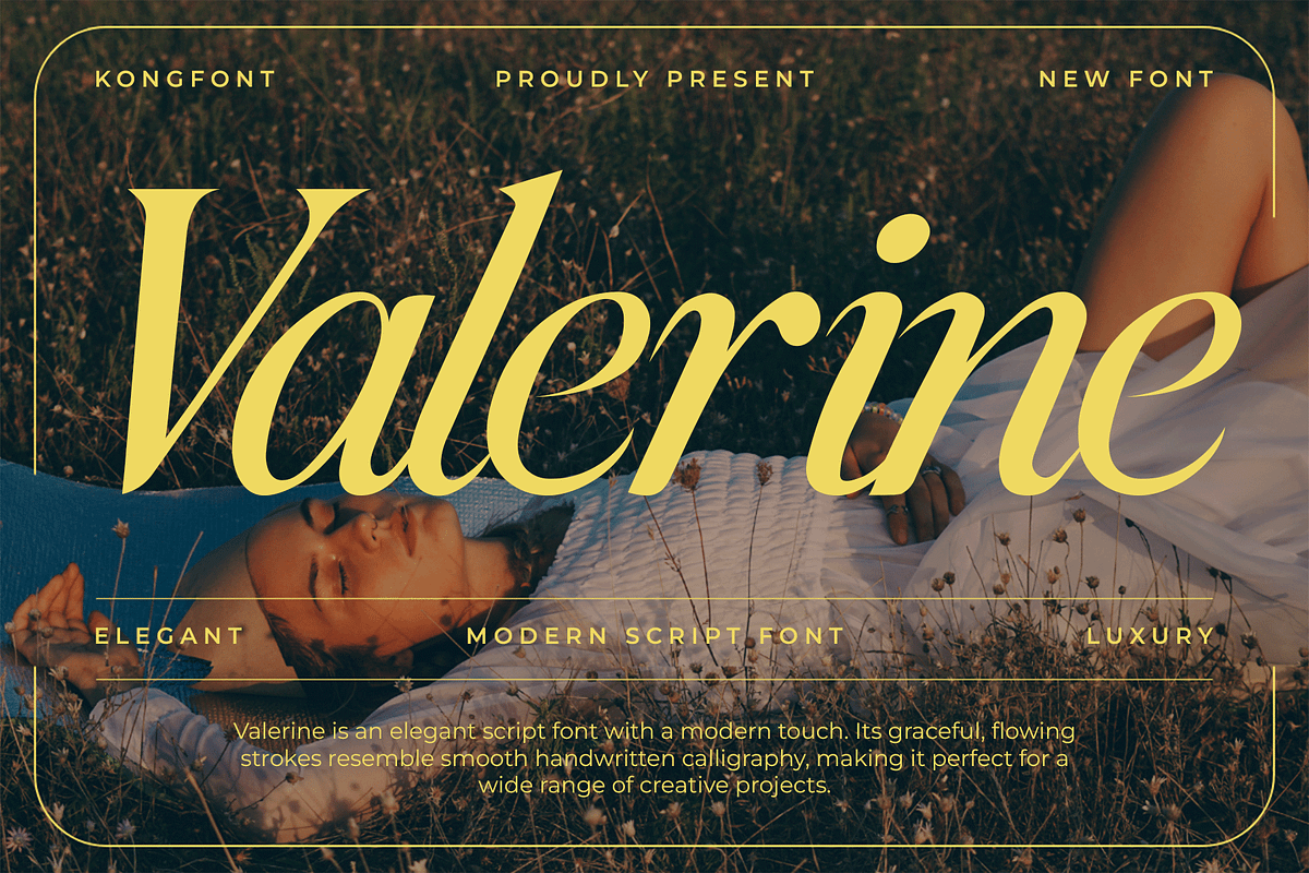 Valerine – Modern Script Font, a Script Font by overlaytemplates (Photo 1 of 5)