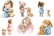 Little Girl and Dog Clipart, an Illustration by Designworld (Thumbnail 2 of 6)
