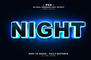 Night 3D Editable Psd Text Effect, a Layer Style Add-On by Md Jahidul99
