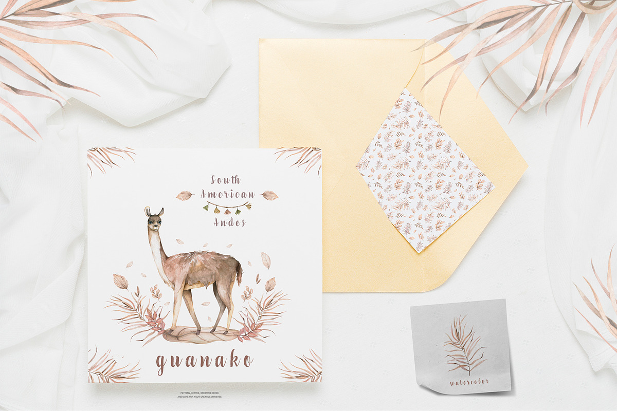 Cute Llama & Guanaco Watercolor Set, an Animal Illustration by Ann Art Houze (Photo 8 of 10)