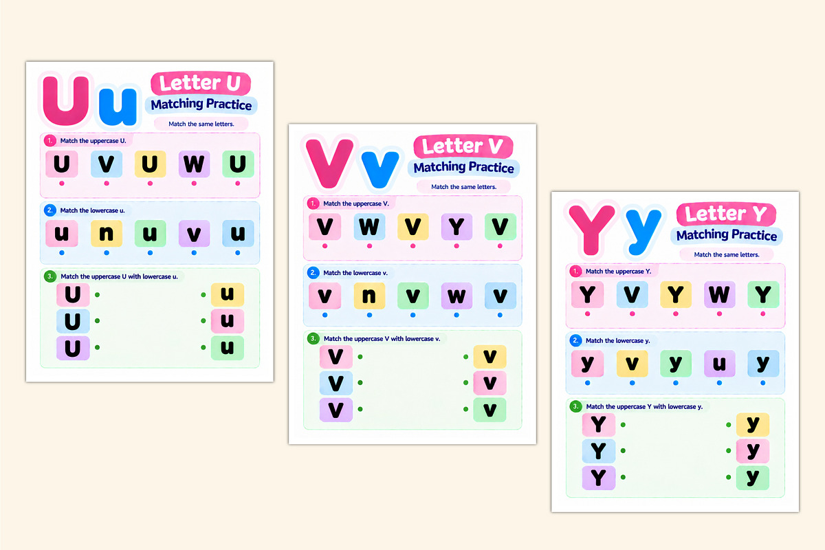 Alphabet Matching Worksheets, a Stationery Template by Shumaya (Photo 3 of 4)