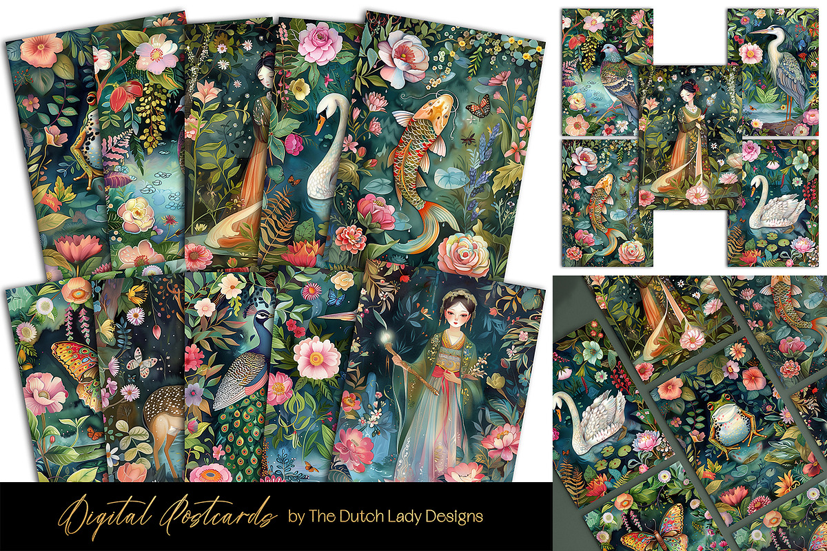 The Chinese Garden Postcard Set, a Decorative Illustration by The Dutch Lady Designs (Photo 1 of 6)