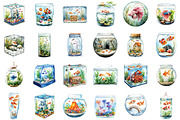 Pastel Aquarium Clipart, an Illustration by Sublimation Artist (Thumbnail 2 of 6)