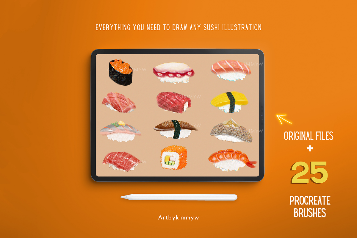 Procreate Sushi Drawing Brushes, a Brush Add-On by Artbykimmyw (Photo 12 of 13)