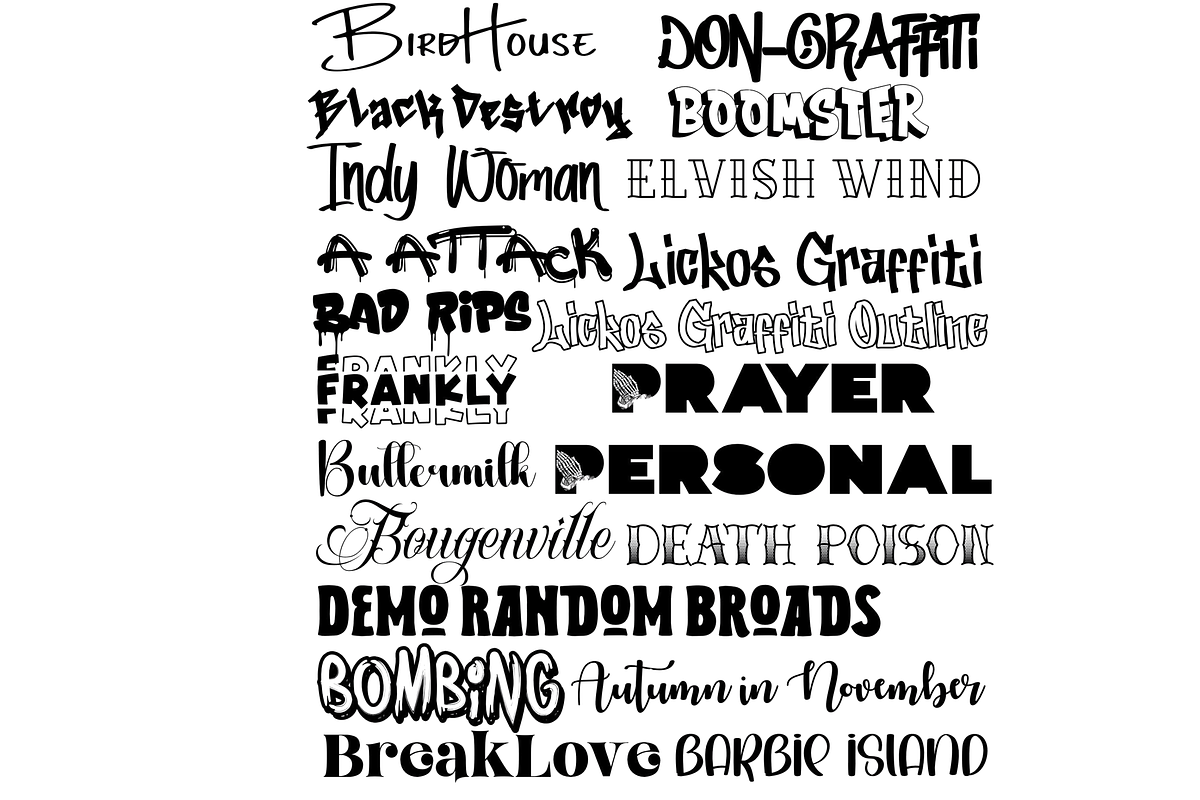 20 Tattoo & Graffiti Fonts Bundle, a Blackletter Font by Wicked Creative (Photo 3 of 5)