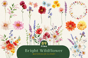 Bright Wildflower Watercolor Clipart