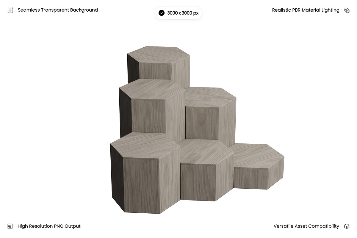 Hexagonal Wooden Display Stand 3D, an Object 3D Model by Wencory (Photo 1 of 3)