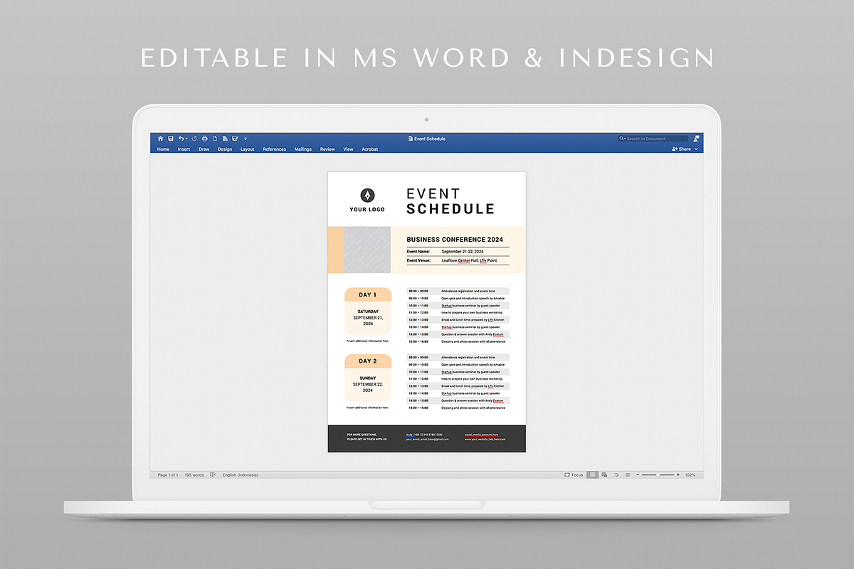 Event Schedule | MS Word & Indesign, a Flyer Template by Leaflove (Photo 5 of 5)