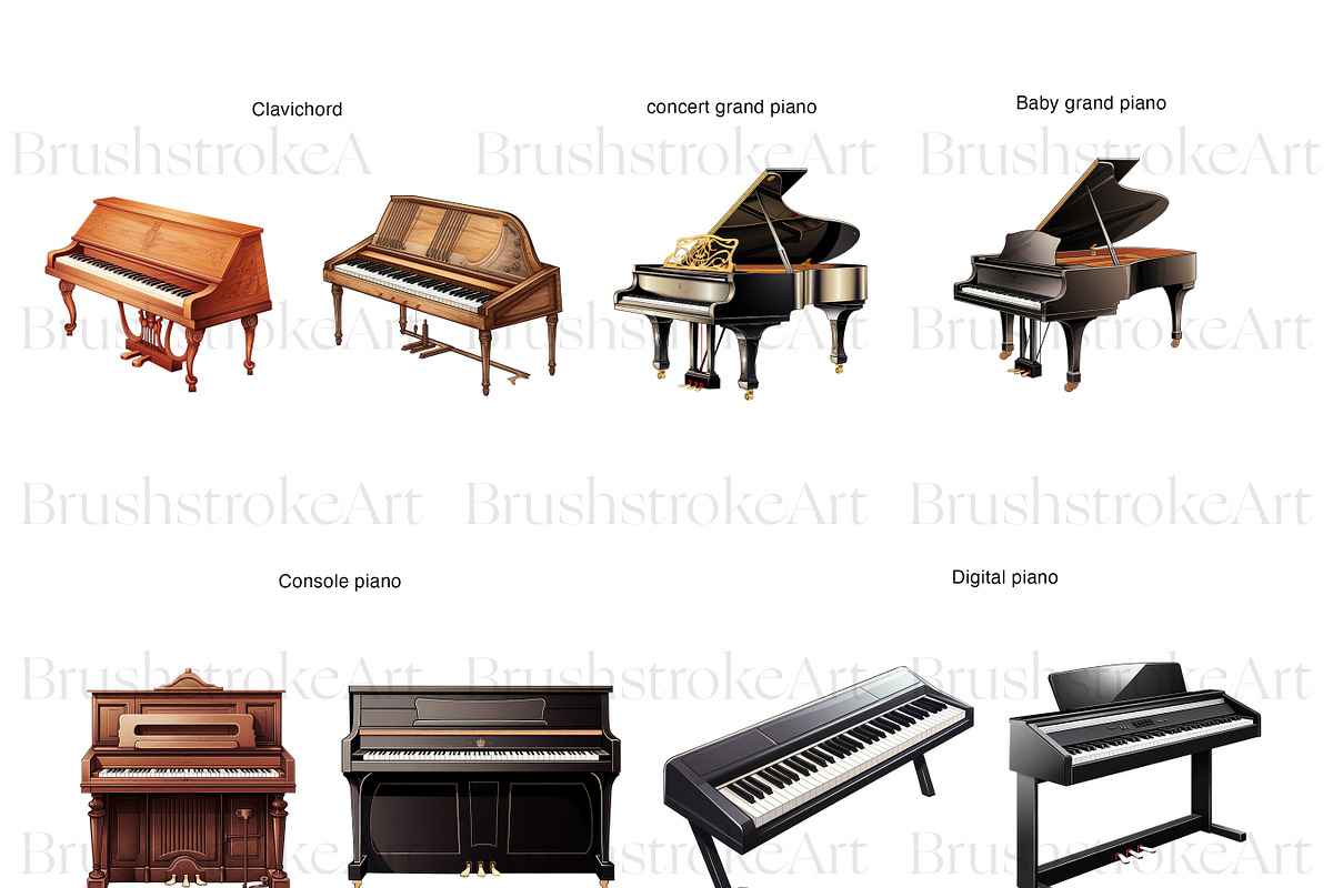 Piano Clipart, Baby Grand Piano Keys, an Object Illustration by BrushstrokeArtGB (Photo 3 of 9)