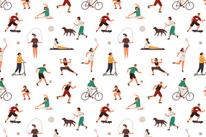 People do sports seamless pattern, a Pattern Graphic by Good Studio
