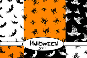 Halloween icons seamless pattern