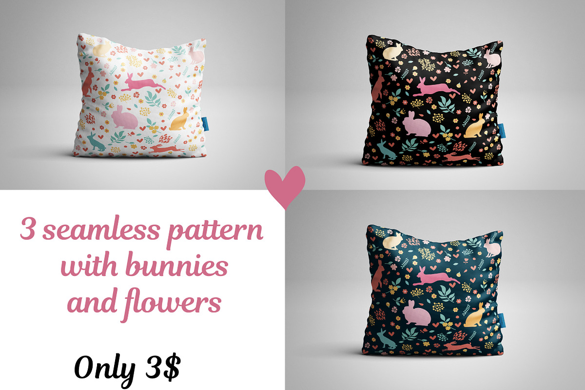 Rabbit vector seamless patterns., a Pattern Graphic by Orangepencil (Photo 1 of 3)