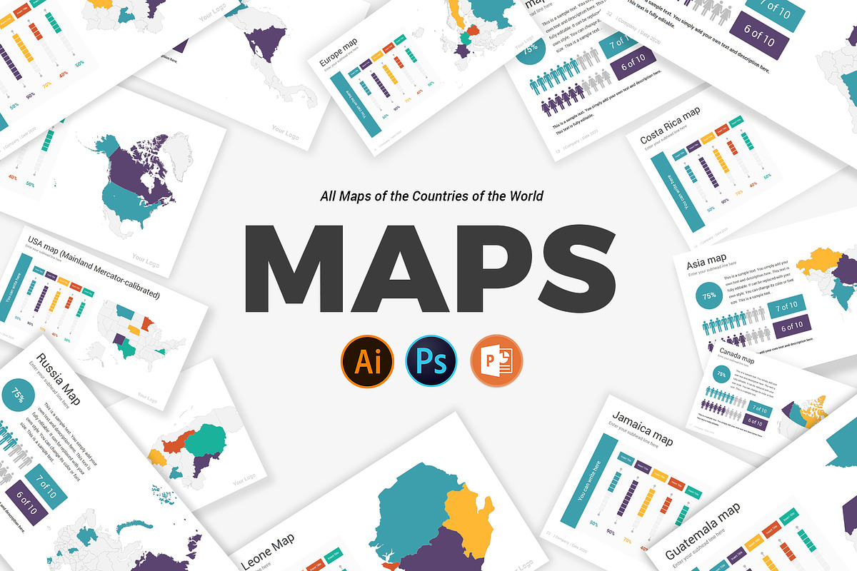 Maps PowerPoint infographics, a Presentation Template by SlideOne (Photo 2 of 31)