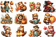 Autumn Cute Beaver Clipart, an Illustration by OK Design (Thumbnail 2 of 5)