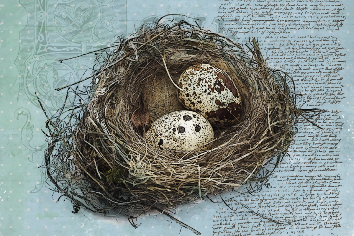 Quail's Nest - Blue Edition, a Decorative Illustration by Digital Art Downloads (Photo 1 of 3)