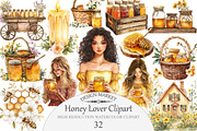 Watercolor Honey Lover Clipart, an Illustration by Design Market (Thumbnail 1 of 4)