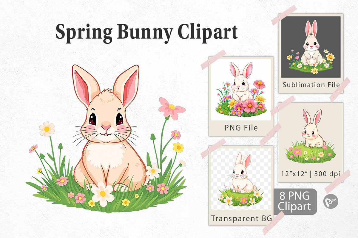 Spring Bunny Clipart, a Graphic by Artnoy (Photo 1 of 5)