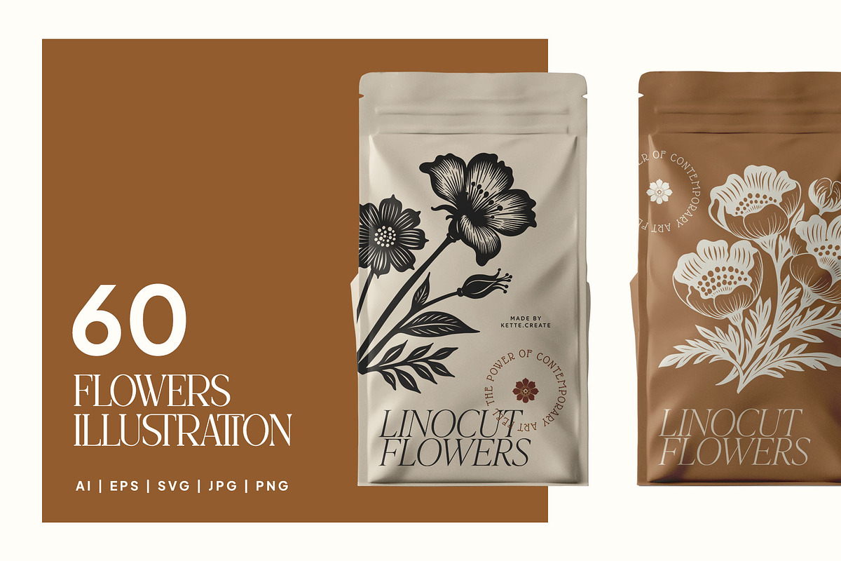 Linocut Flowers #2 | Poster Builder, an Object Graphic by KetteCreate (Photo 12 of 13)