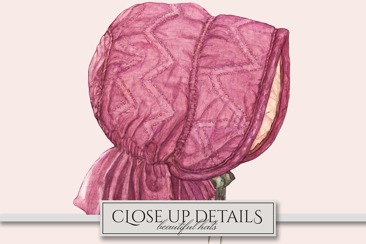 Vintage Bonnet & Hat Clipart, an Illustration by Secret Helper (Photo 6 of 9)