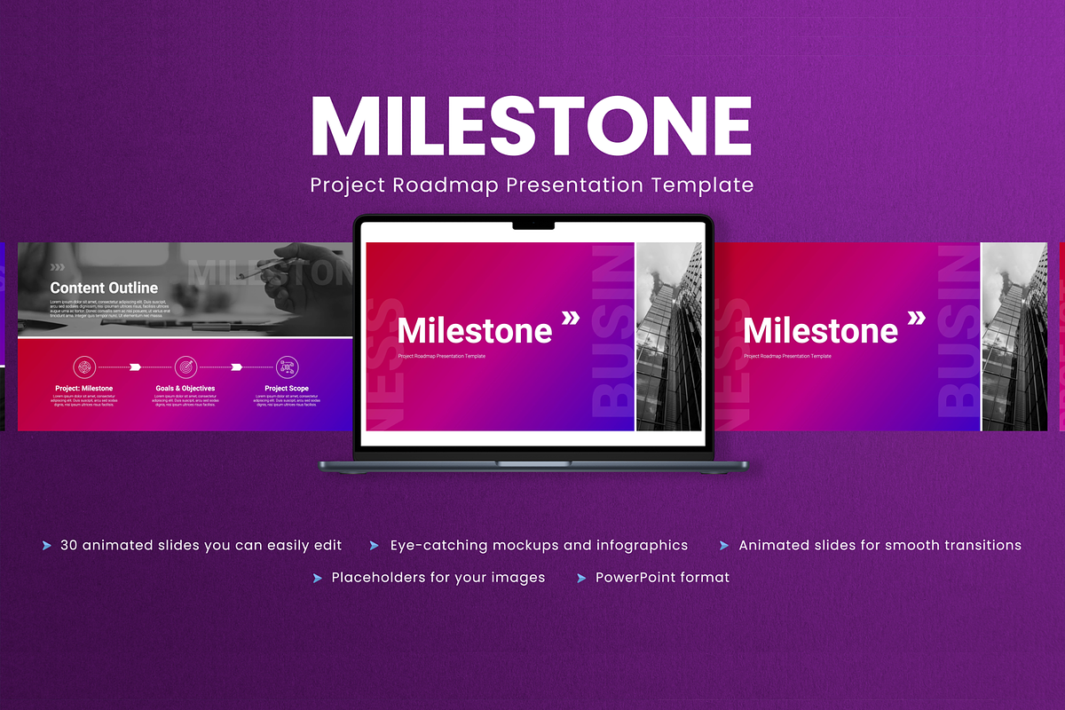 Animated Project Roadmap Template, a Presentation Template by Flat Icons