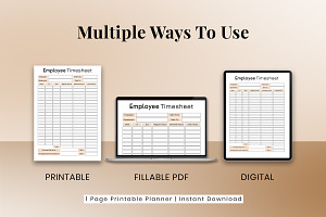 Fillable Employee Timesheet Planner